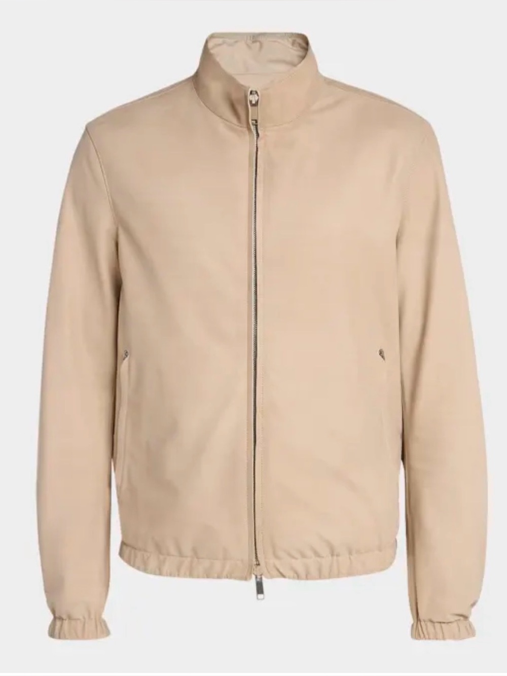 ZEGNA Men's Lightweight Beige Zip-Front Jacket